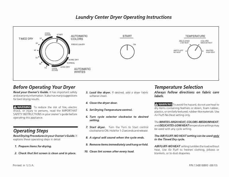 Frigidaire Clothes Dryer 134818800 (0610)-page_pdf